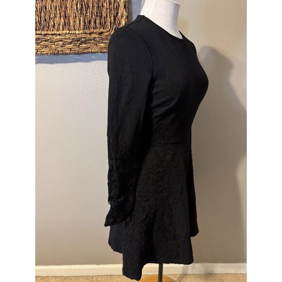 Ted Baker Dress 1 US 4 Small Black Long Sleeve Stretch A Line - Picture 6 of 13